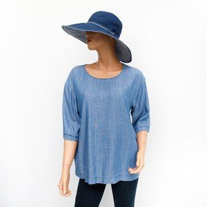 Tommy Bahama Casual Scoop Neck Chambray Blouse Small